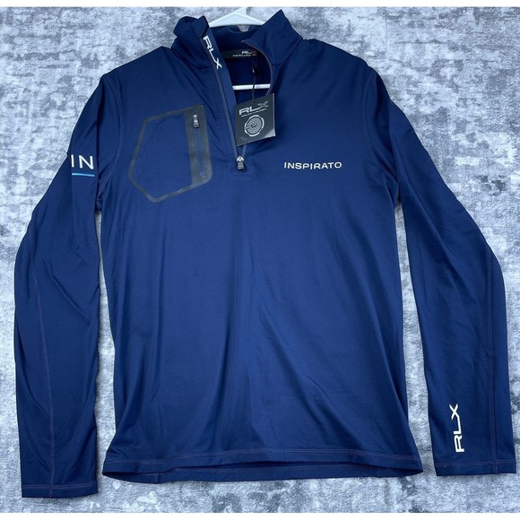 RLX Ralph Lauren Quarter Zip Pullover Mens S Navy Blue Inspirato Golf Shirt NWT